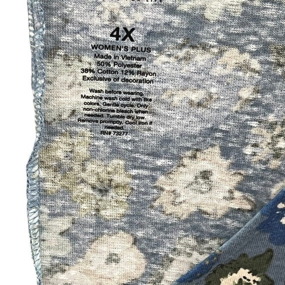 Sonoma women plus-Sonoma women plus-blue green floral short sleeve w/ruffle top - Picture 6 of 6